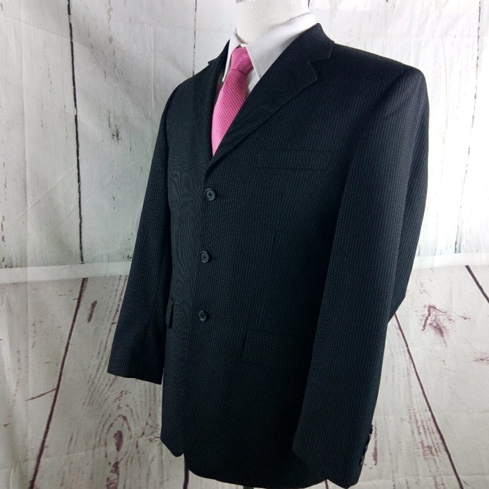 Apt. 9 Wool Blend 38r 3 Button Black Pinstripe Su… - image 5